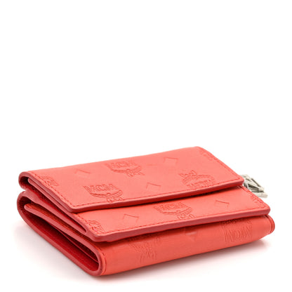 MCM Calfskin Ottomar Monogram Tri-Fold Wallet Hot Coral 4 of 11