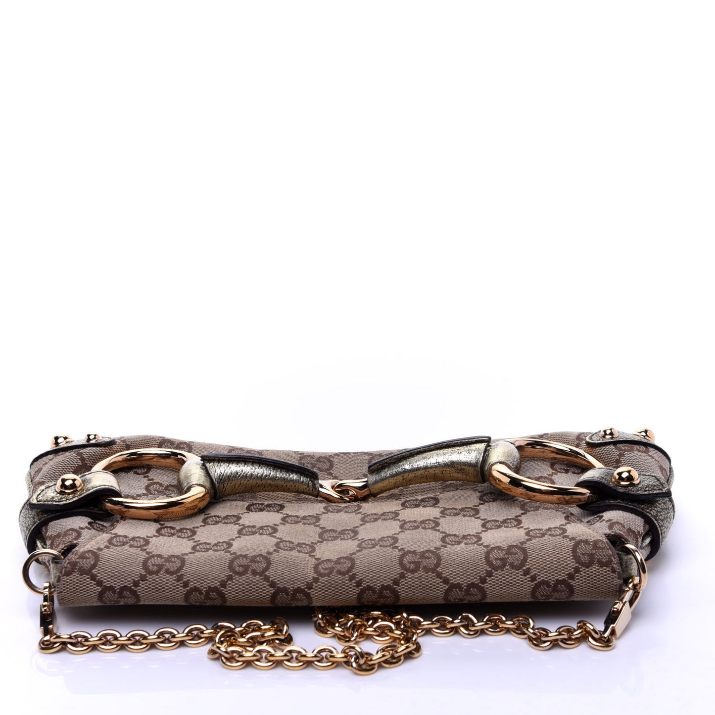 Monogram Horsebit Clutch Gold