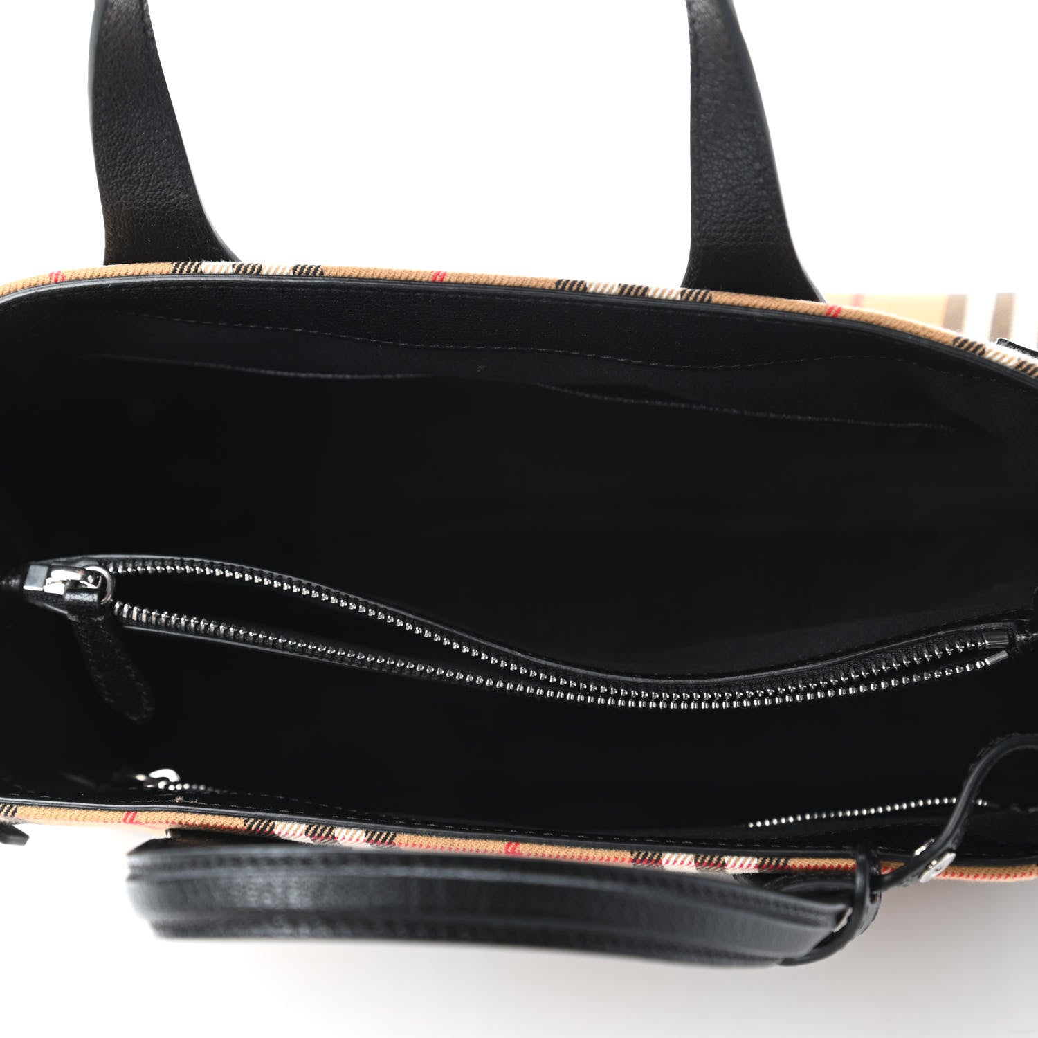 Burberry Goatskin Vintage Check Medium Banner Tote Black 5 of 10