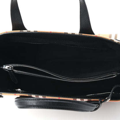 Burberry Goatskin Vintage Check Medium Banner Tote Black 5 of 10