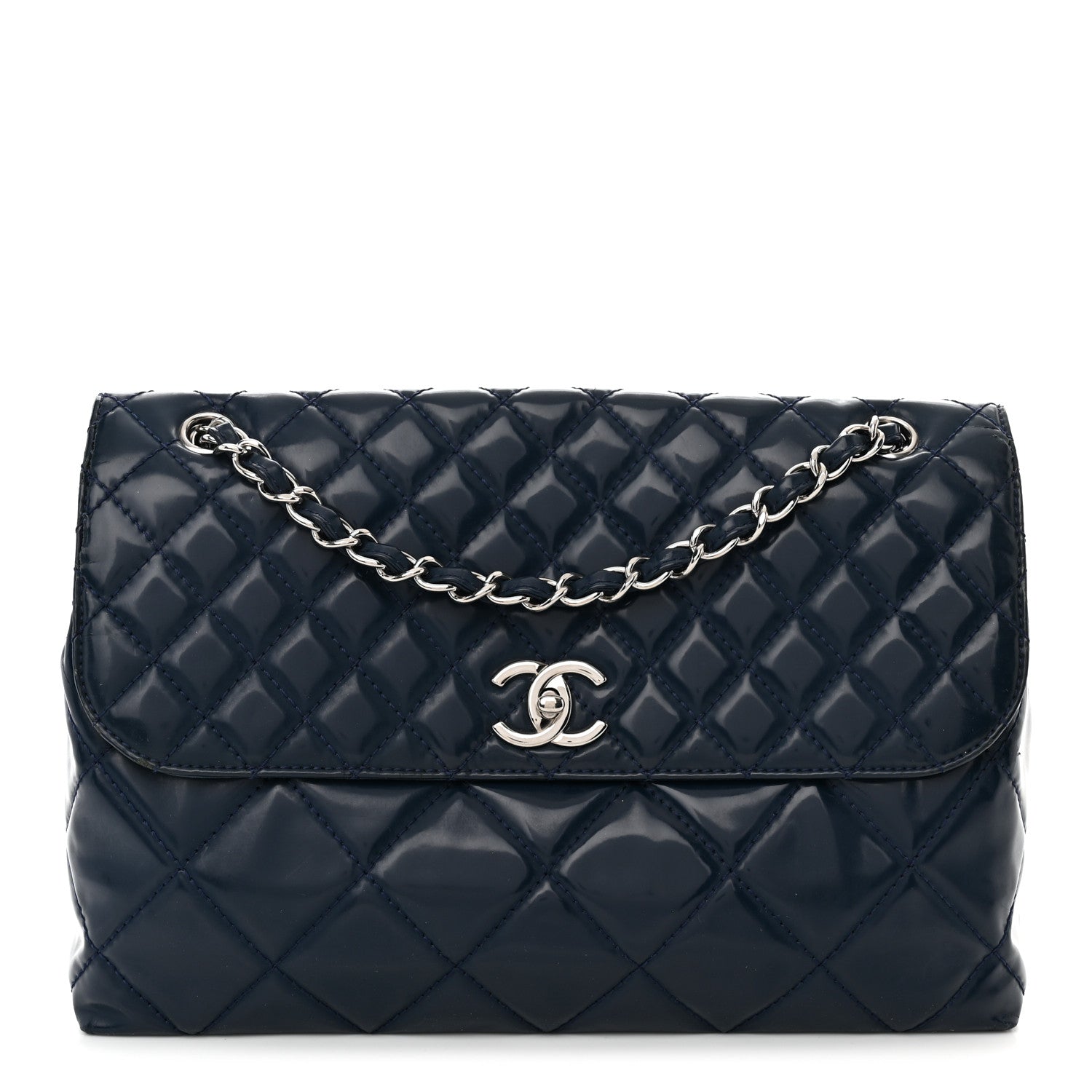 Chanel Vinyl Quilted In the Business Flap Bag Navy Blue 1 of 13