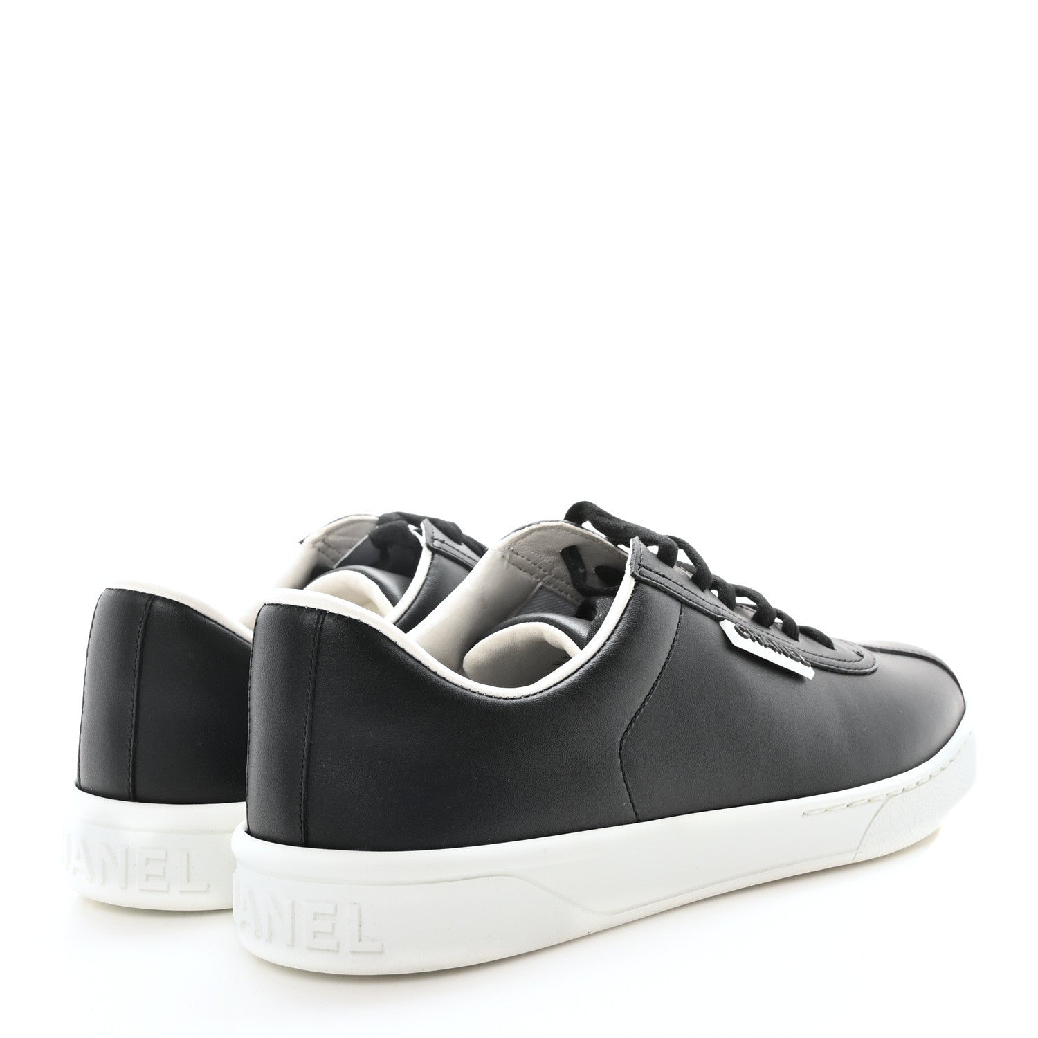 Chanel Calfskin CC Womens Sneakers 37.5 Black 5 of 8