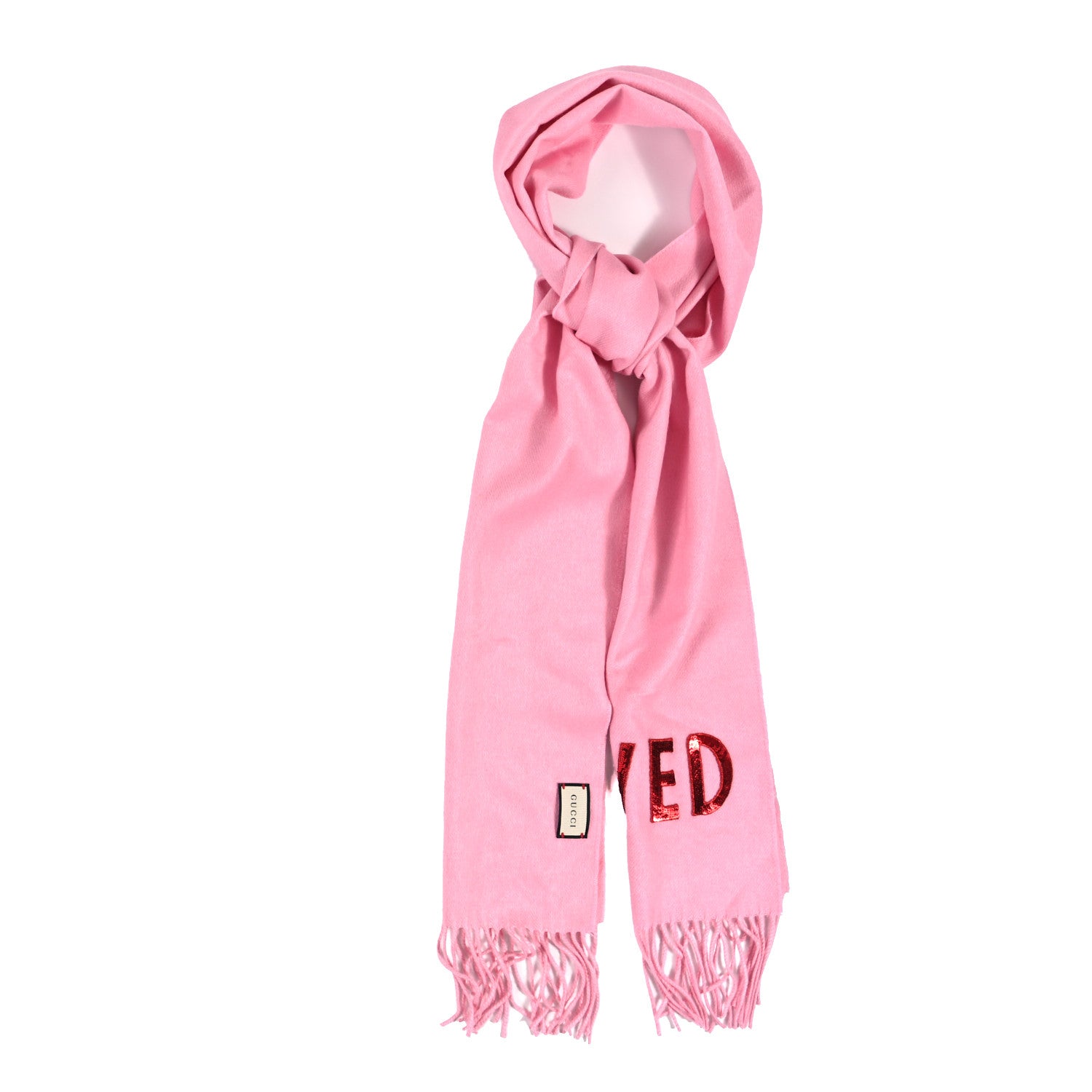 Gucci Silk Cashmere Sequins Loved Scarf Pink 1 of 4