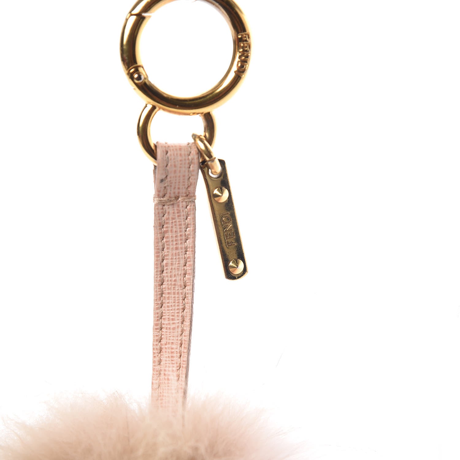 Fendi Fox Fur Vitello Elite Bi-Color Pom Pom Bag Charm Rosa Cammello Cipria 3 of 7