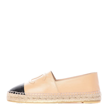 Chanel Lambskin CC Espadrilles 39 Beige Black 1 of 20