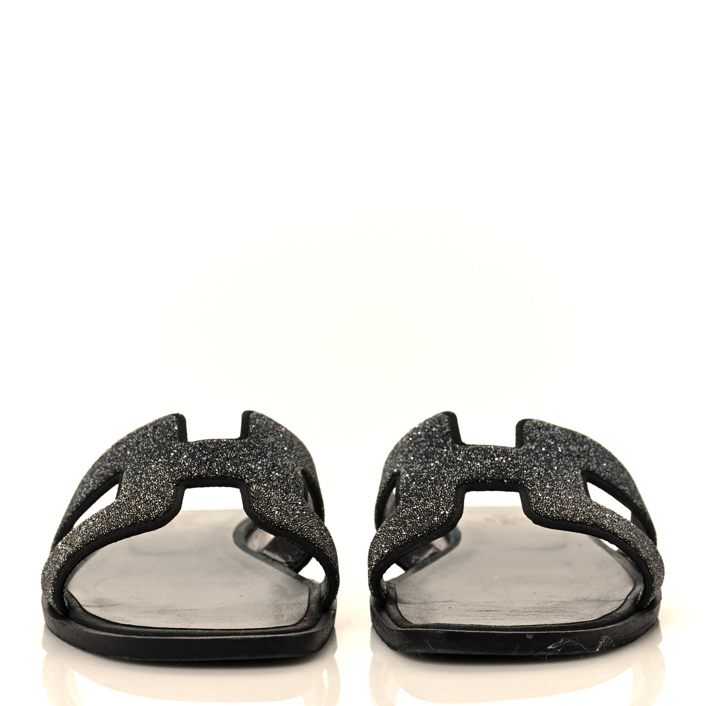 Suede Goatskin Crystal Powder Oran Sandals 35.5 Black
