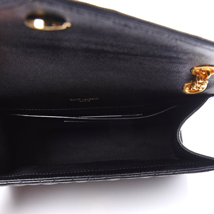 Saint Laurent Grain De Poudre Textured Mixed Matelasse Triquilt Medium Monogram Satchel Black 4 of 10
