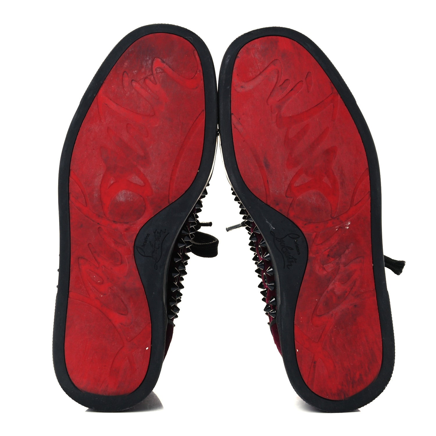 Christian Louboutin Velvet Spikes Sneakers 35.5 Dark Red 7 of 12