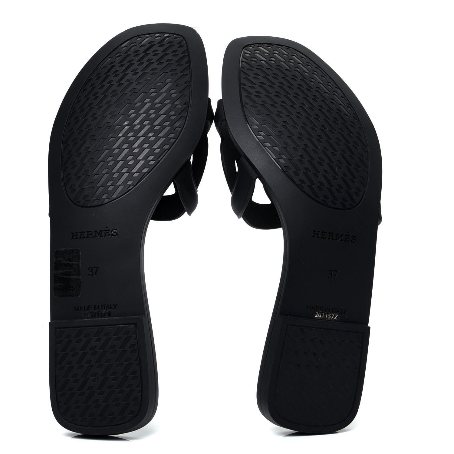 Hermes Rubber Aloha Sandals 37 Black 7 of 9