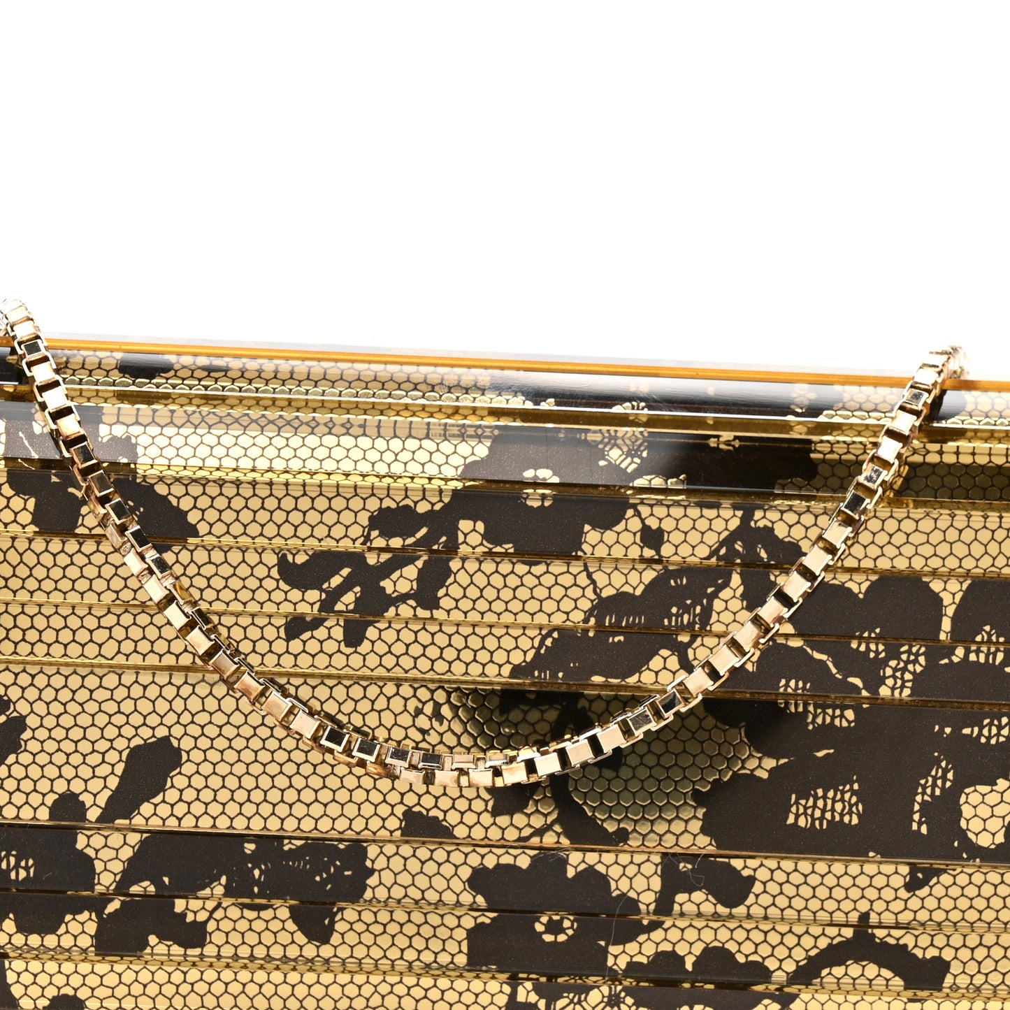 Acrylic Lace Sweetie Clutch Gold Black