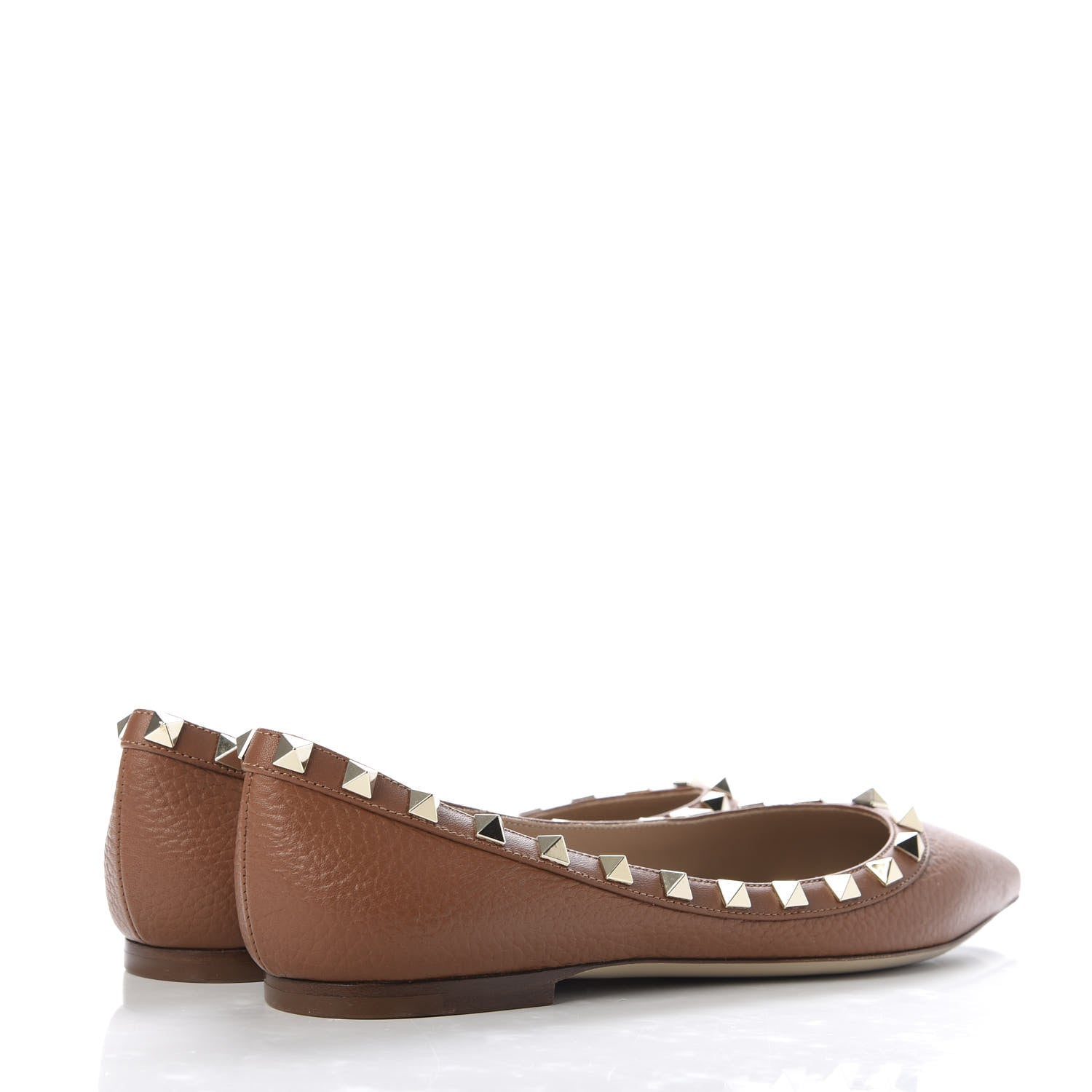 Valentino Garavani Pebbled Calfskin Rockstud Ballerina Flats 36 Bright Cognac 4 of 8