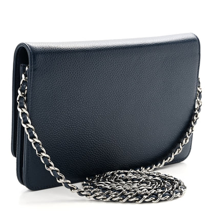 Chanel Caviar Timeless CC Wallet on Chain WOC Navy Blue 3 of 12