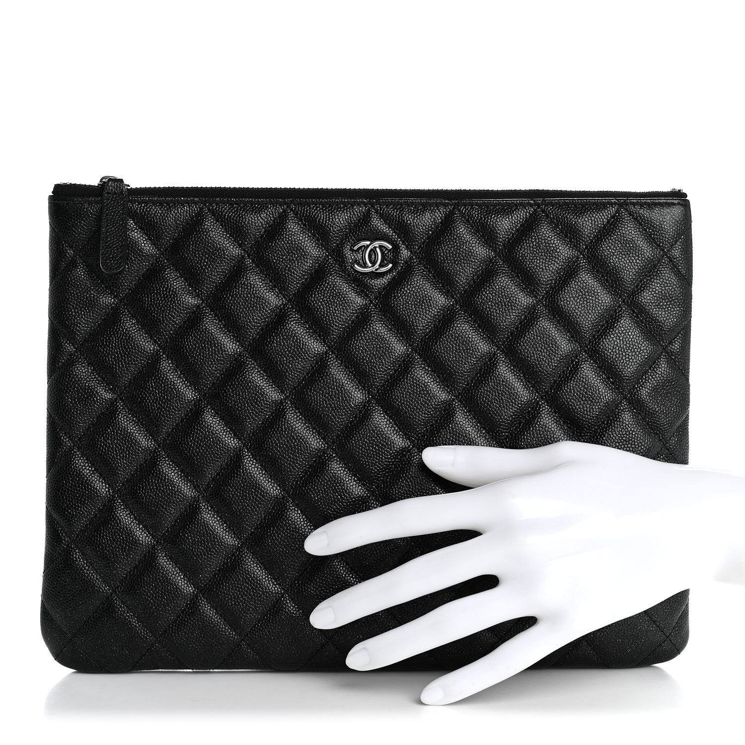 Chanel Iridescent Caviar Quilted Medium Cosmetic Case Black 2 of 9