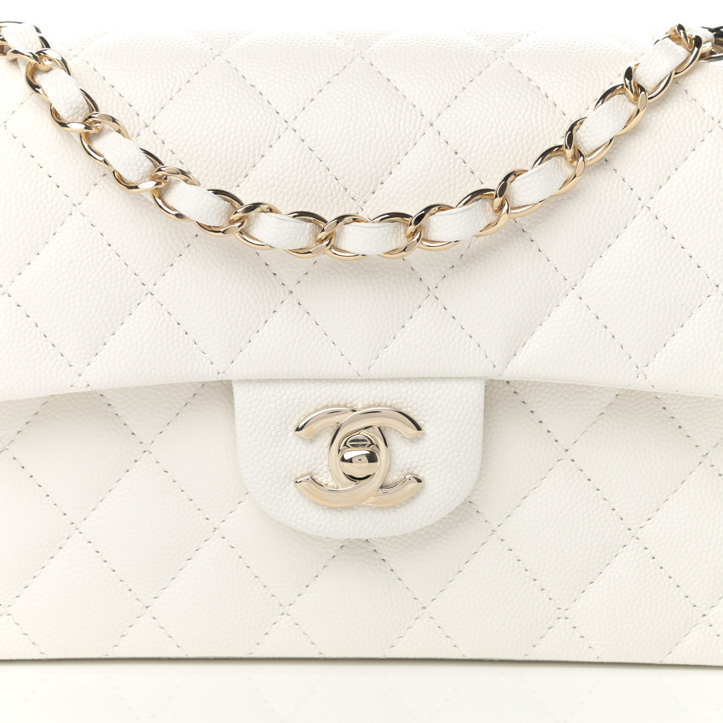 Caviar Quilted Small Double Flap White