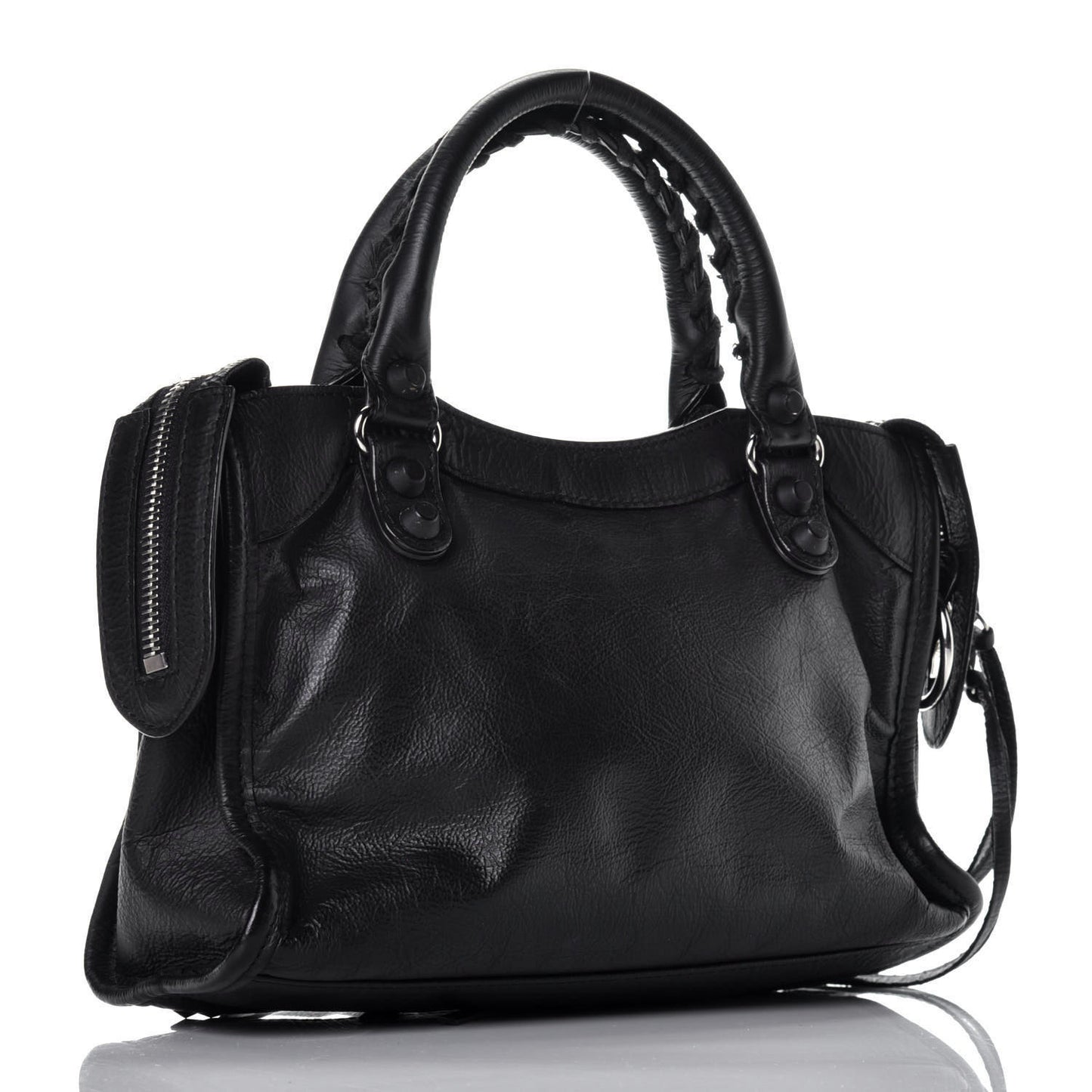 Matte Goatskin Rubber Covered Classic Hardware Mini City Black