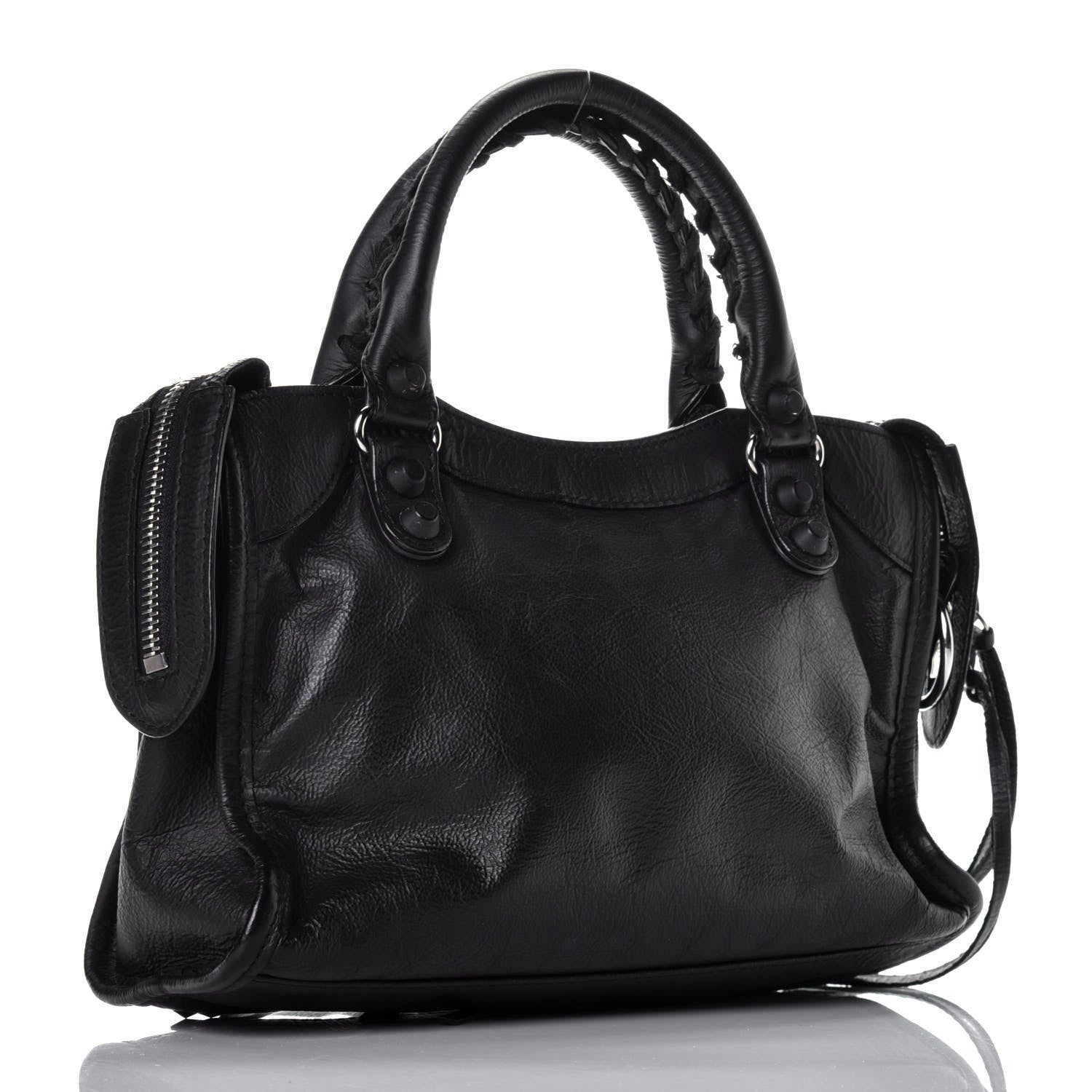 Balenciaga Matte Goatskin Rubber Covered Classic Hardware Mini City Black 3 of 8