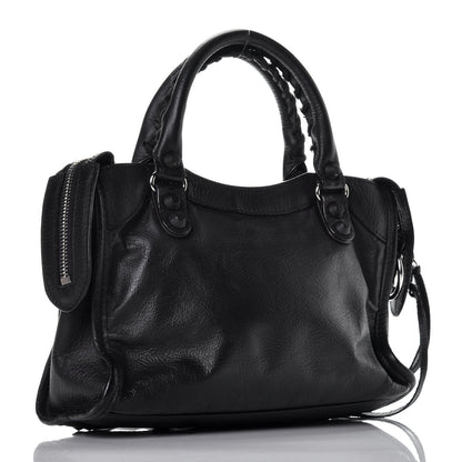 Balenciaga Matte Goatskin Rubber Covered Classic Hardware Mini City Black 3 of 8