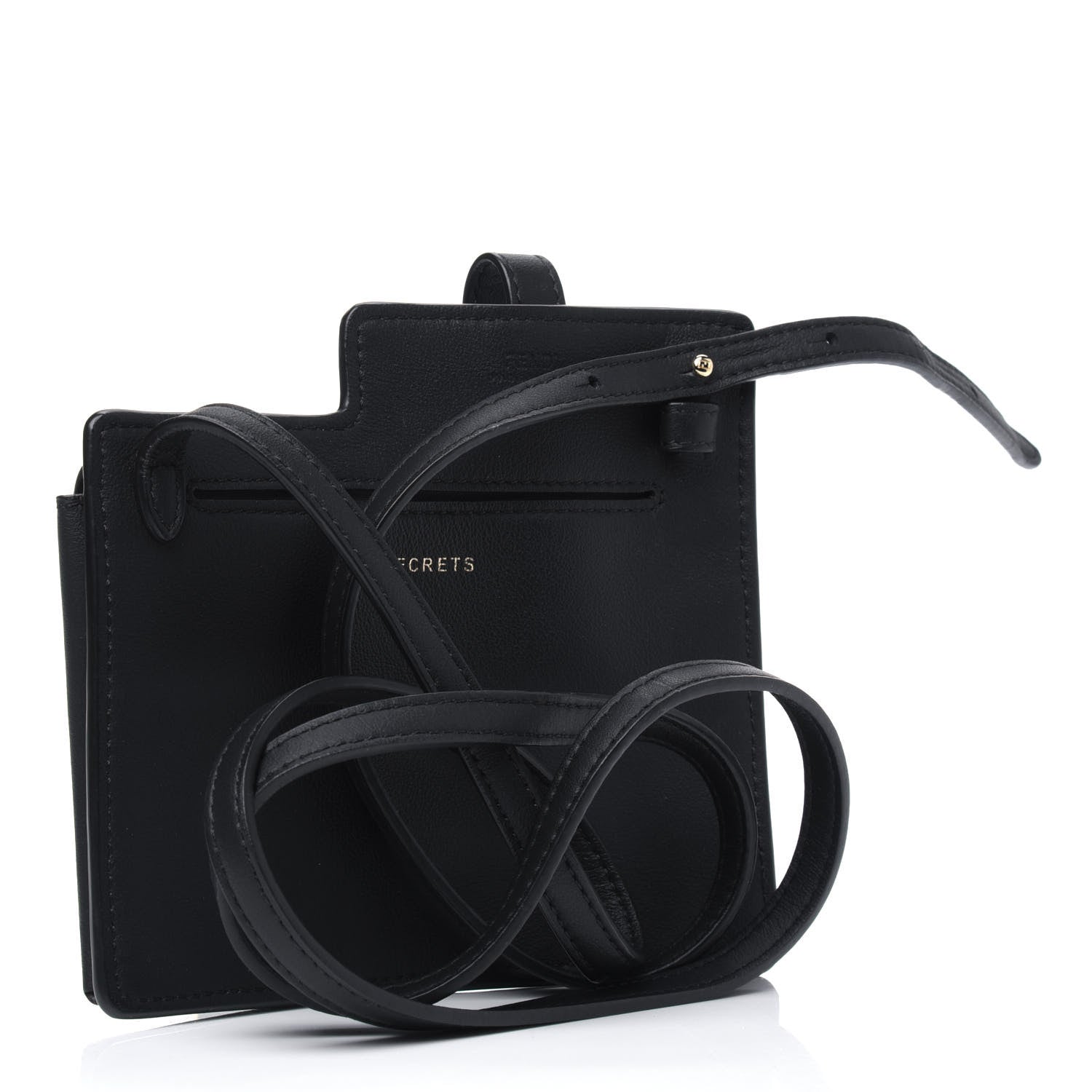 Fendi Vitello Grace Matte Two Pocket Mini Crossbody Black 3 of 4