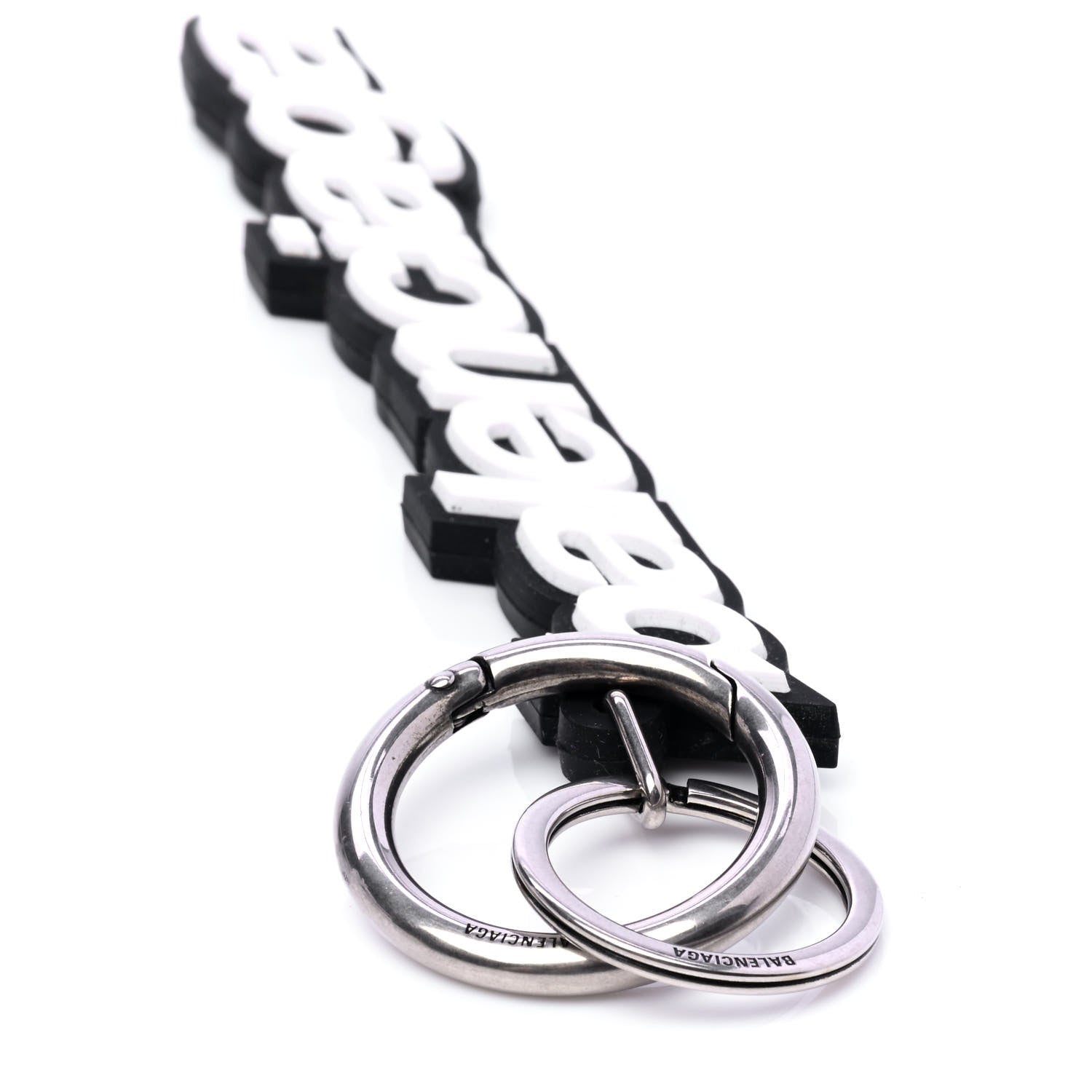 Balenciaga Rubber Logo Keyring White Black 4 of 4