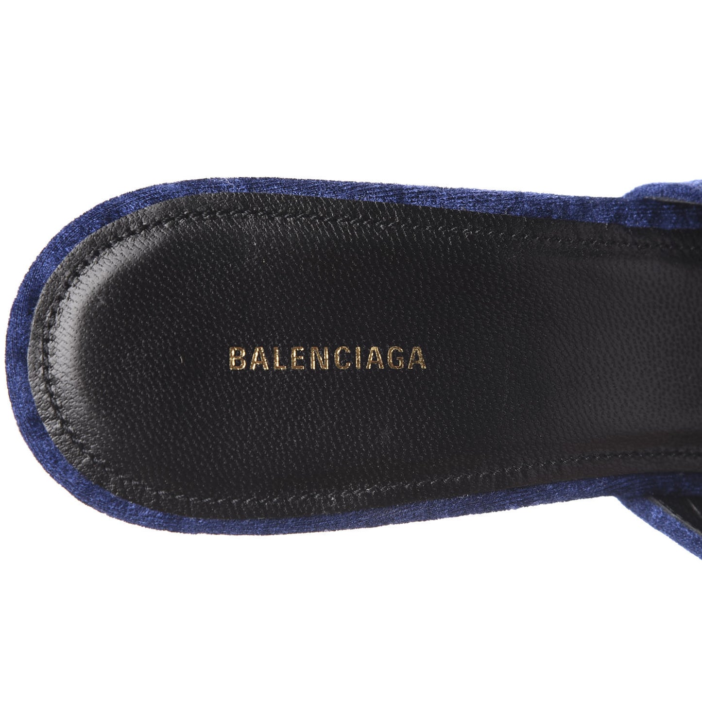 Stretch Velvet Pointed Toe BB 80mm Mules 40 Bleu Ocean