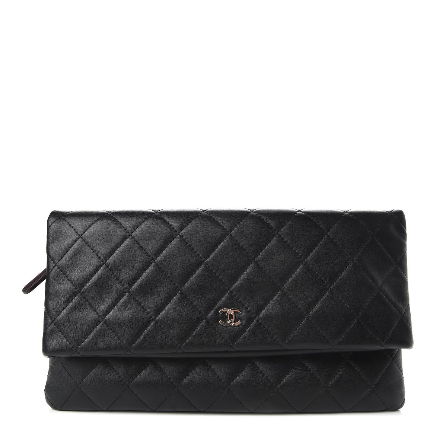 Lambskin Quilted CC Beauty Clutch Black