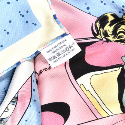 Hermes Silk Space Derby Scarf 90 Bleu Ciel Rose Vert Amande 5 of 5