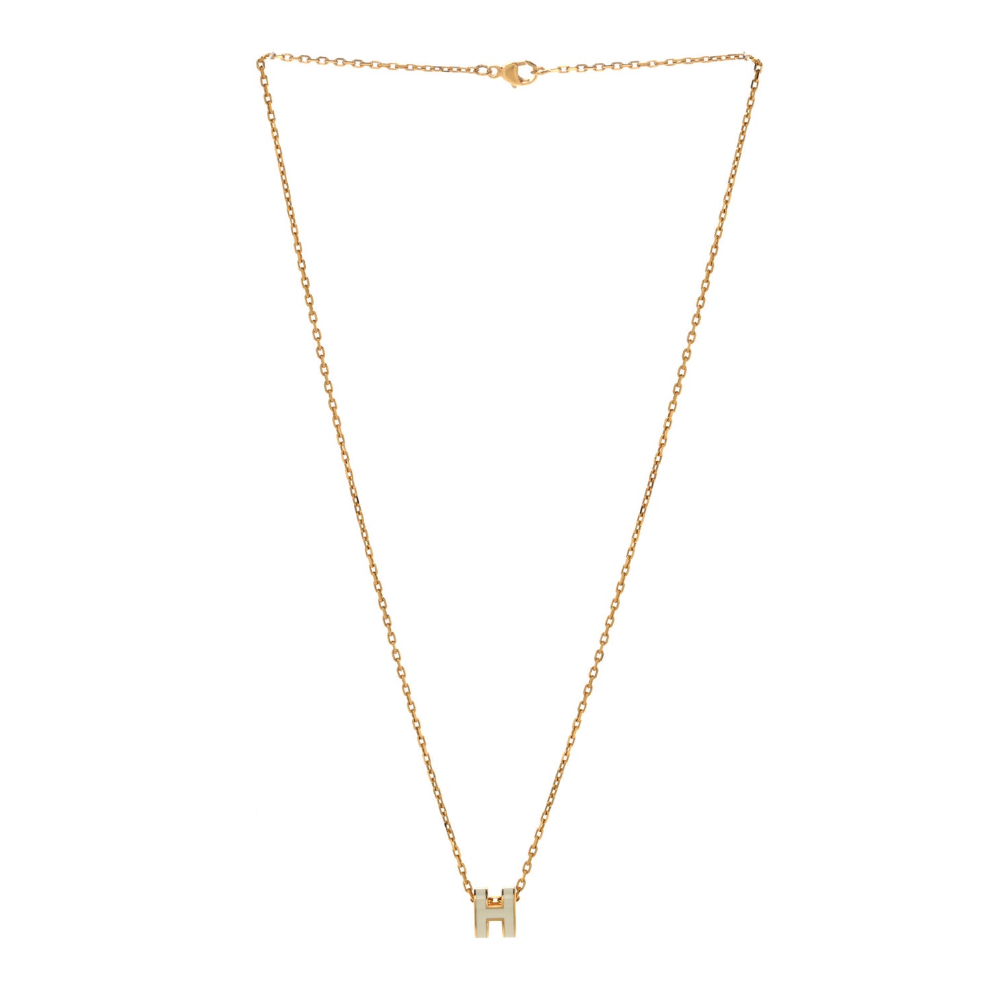 Lacquered Gold Mini Pop H Pendant Necklace White