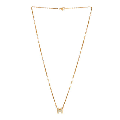 Hermes Lacquered Gold Mini Pop H Pendant Necklace White 3 of 6