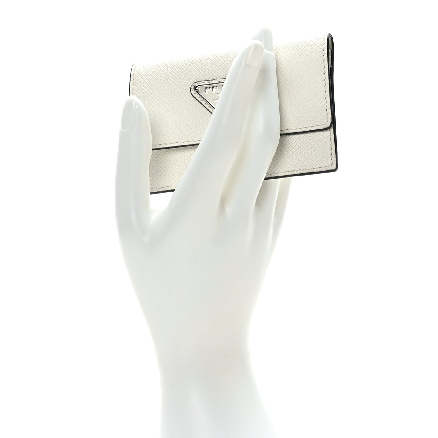 Saffiano Triangle Card Holder White