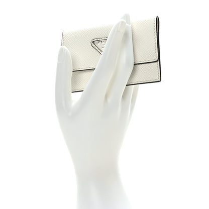 Prada Saffiano Triangle Card Holder White 2 of 7