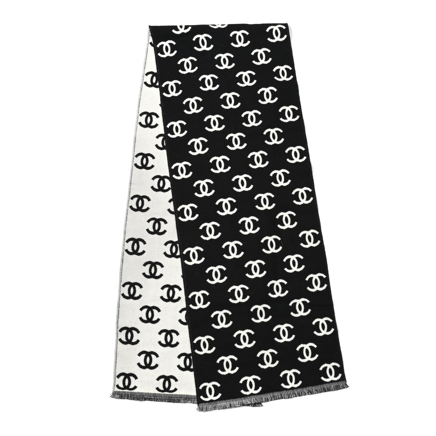 Wool Cashmere CC Scarf Black White