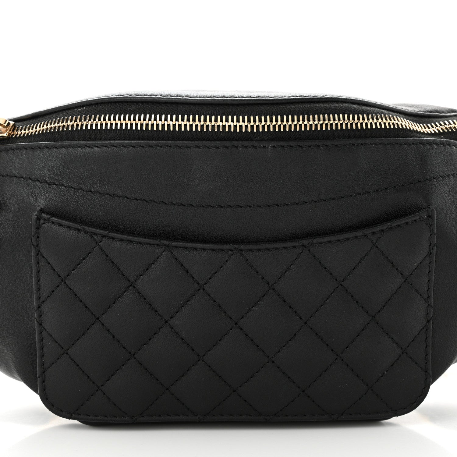 Chanel Lambskin Quilted Waist Bag Fanny Pack Black Black 8 of 10