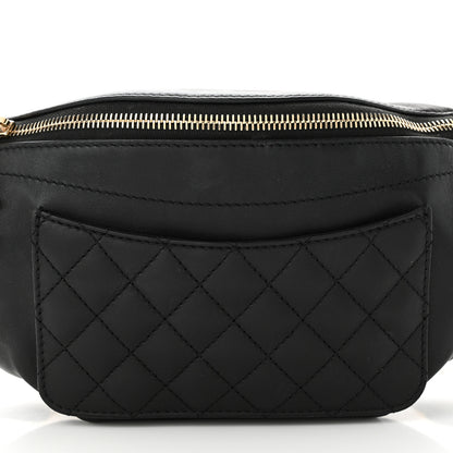 Chanel Lambskin Quilted Waist Bag Fanny Pack Black Black 8 of 10