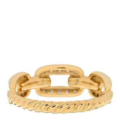 David Yurman 18K Yellow Gold Diamond 7mm Stax Single Row Chain Link Ring 54 7 2 of 3