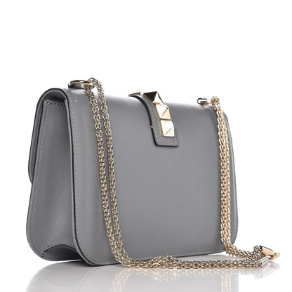 Valentino Garavani Vitello Medium Glam Lock Rockstud Flap Light Stone 3 of 7