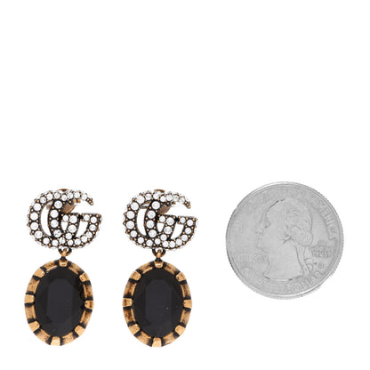 Gucci Crystal Double G Earrings Black Aged Gold 2 of 5