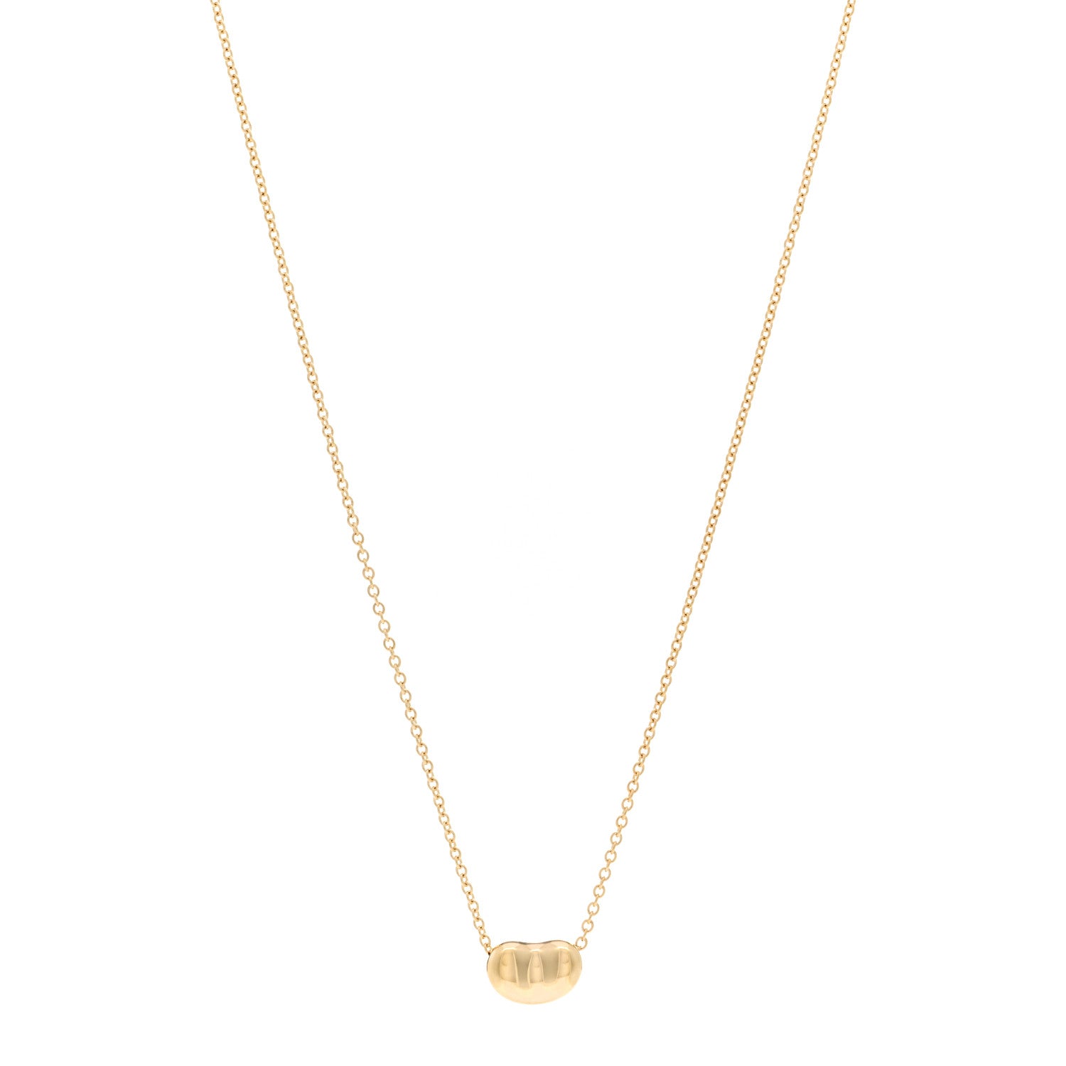 Tiffany 18K Yellow Gold 9mm Elsa Peretti Bean Pendant Necklace 1 of 4