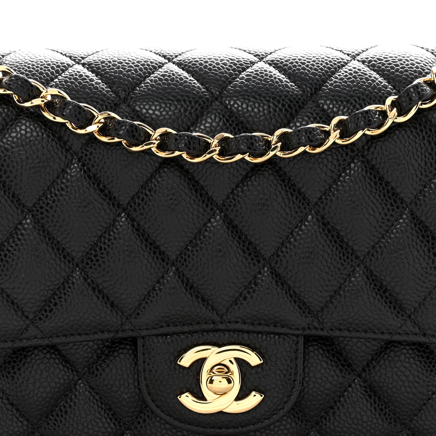 Caviar Quilted Medium Double Flap Black