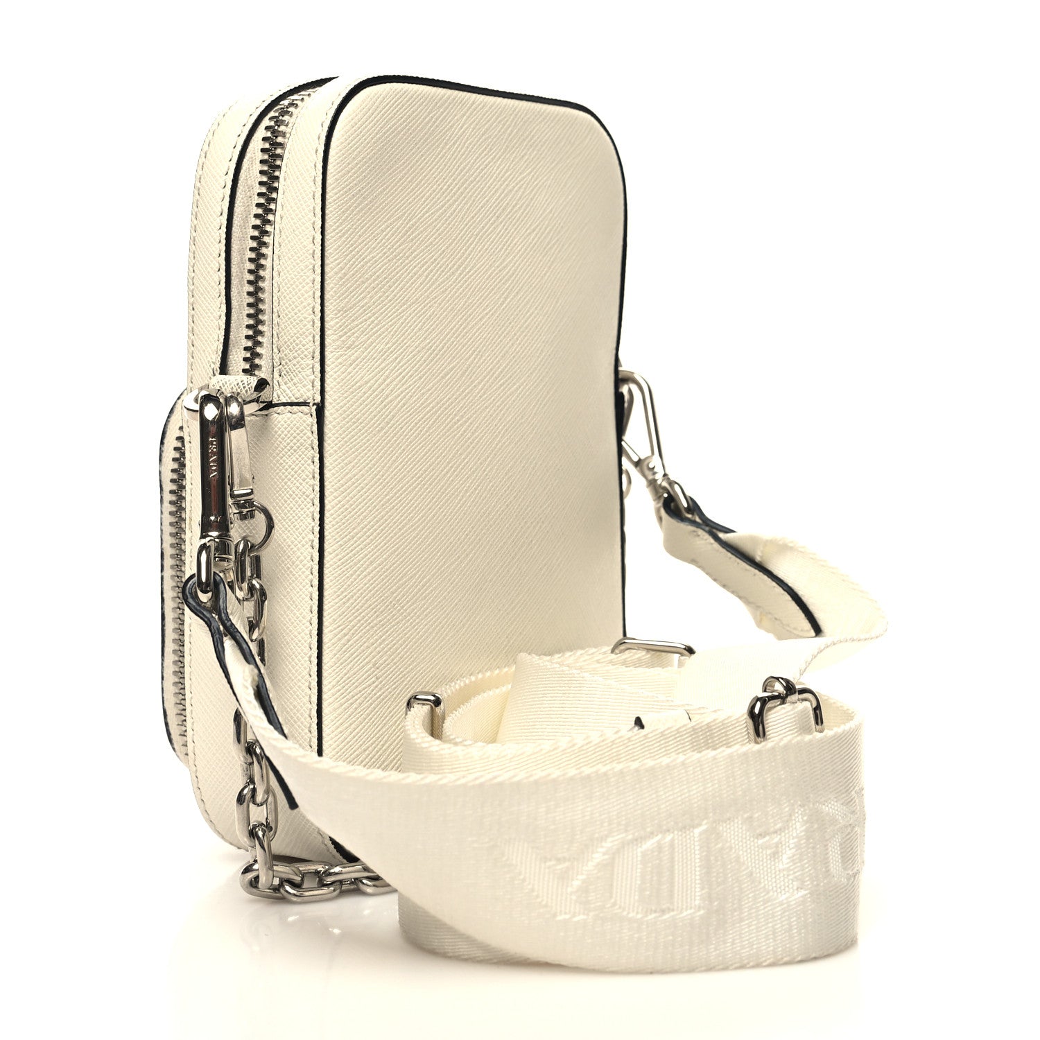 Prada Saffiano Lux Phone Crossbody Pouch White 3 of 12