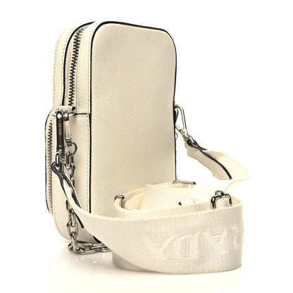 Prada Saffiano Lux Phone Crossbody Pouch White 3 of 12