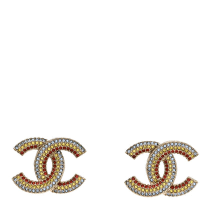 Chanel Crystal CC Earrings Gold Multicolor 1 of 5