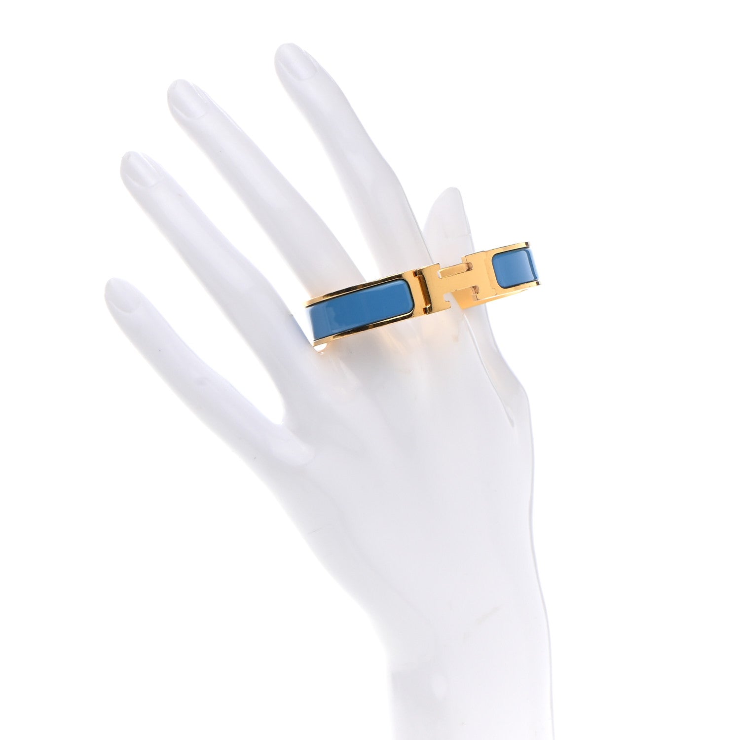Hermes Narrow Enamel Clic Clac H Bracelet Bleu Azure 2 of 4