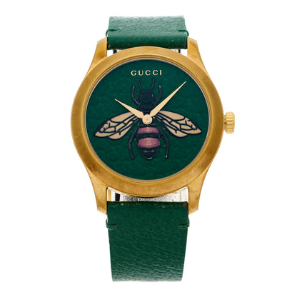 Gucci Stainless Steel Calfskin 38mm G-Timeless Bee Quartz Watch Green 1 of 4