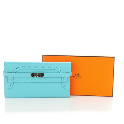 Hermes Swift Ghillies Kelly Longue Wallet Bleu Atoll 6 of 11