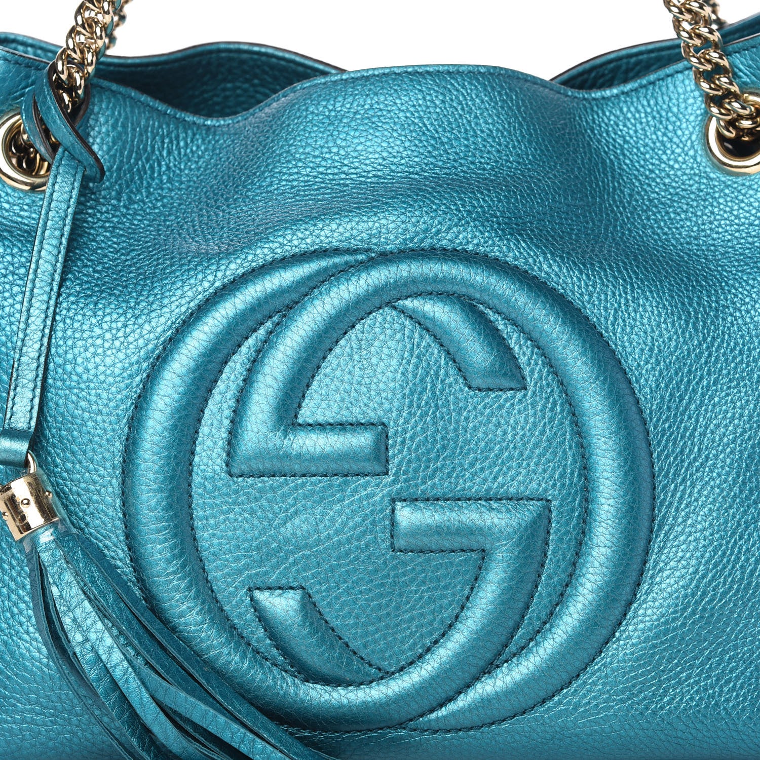 Gucci Metallic Cellarius Calfskin Medium Soho Chain Shoulder Bag Deep Cobalt 11 of 11