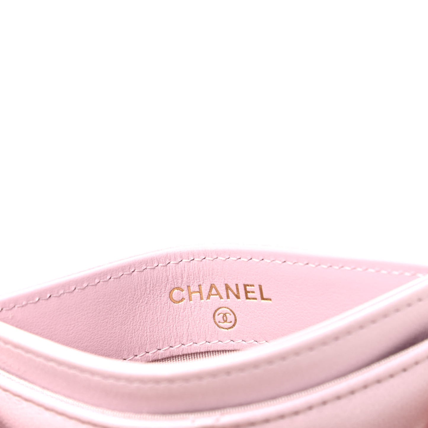 Lambskin Quilted Chanel 19 Card Holder Light Pink
