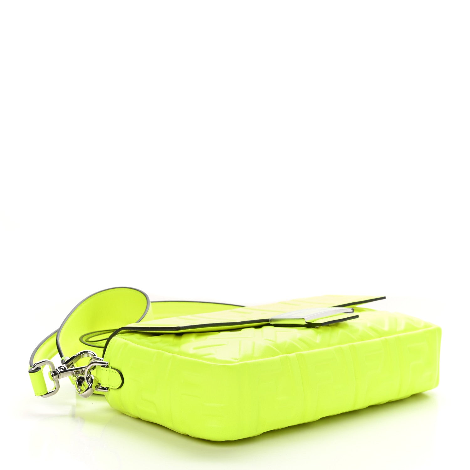 Fendi Nappa FF 1974 Embossed Baguette Yellow Fluo 4 of 10