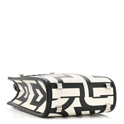 Fendi X MARC JACOBS Vitello King Plexiglass Logo Print Mini Fendi Sunshine Shopper Tote Black White 4 of 9