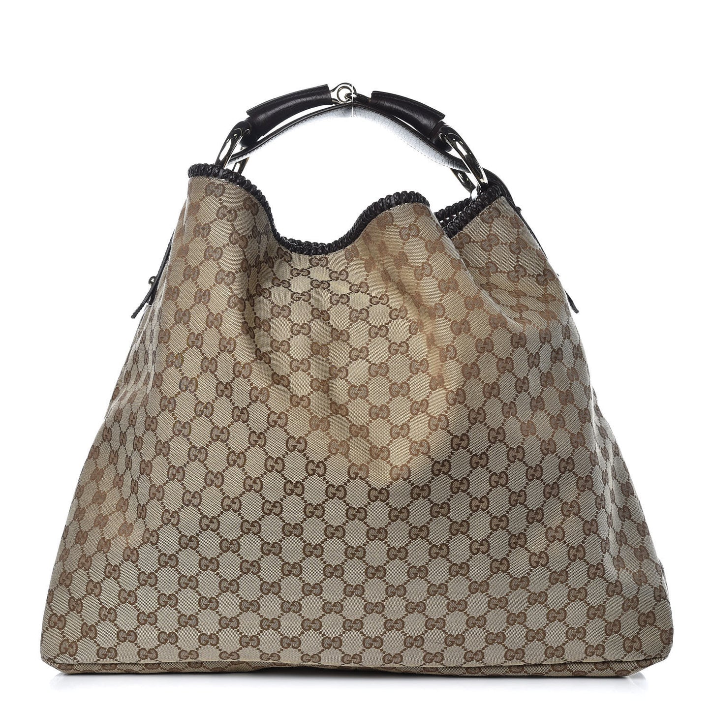 Monogram Large Horsebit Chain Hobo Dark Brown