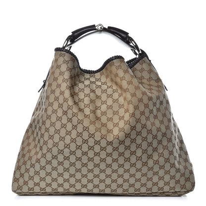Gucci Monogram Large Horsebit Chain Hobo Dark Brown 1 of 9